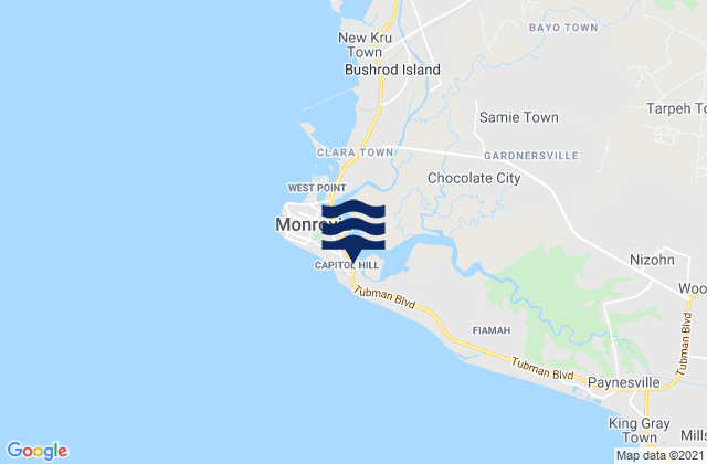 Mappa delle Getijden in Monrovia, Liberia