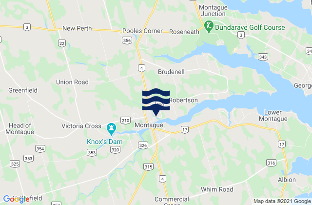 Mappa delle Getijden in Montague, Canada