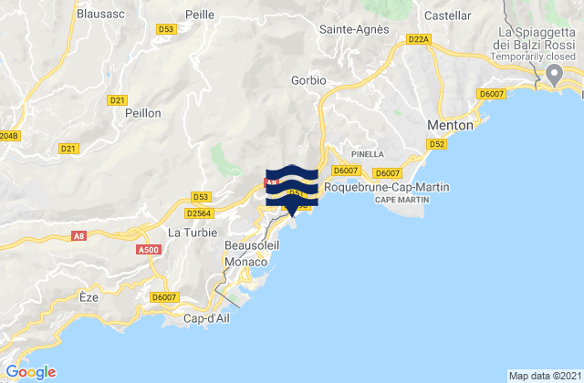 Mappa delle Getijden in Monte-Carlo, France