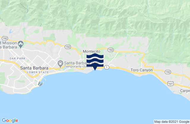 Mappa delle Getijden in Montecito, United States