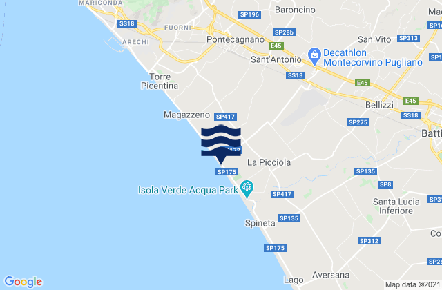 Mappa delle Getijden in Montecorvino Rovella, Italy