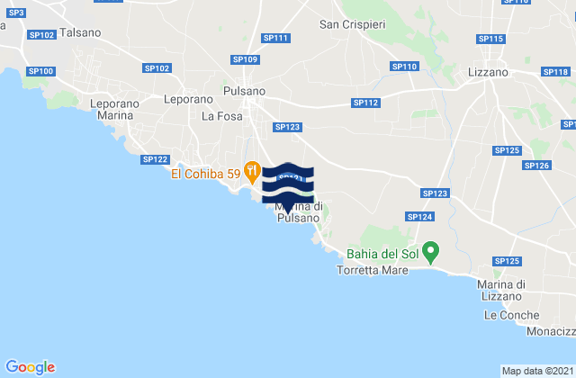 Mappa delle Getijden in Monteparano, Italy