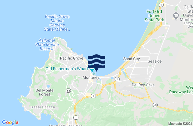 Mappa delle Getijden in Monterey Monterey Bay, United States
