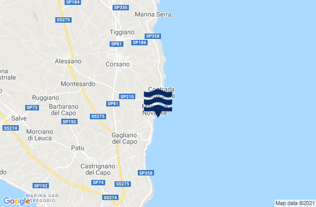 Mappa delle Getijden in Montesardo, Italy