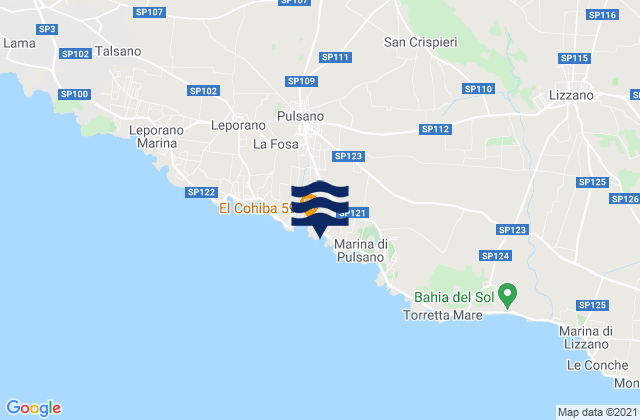Mappa delle Getijden in Monti d'Arena-Bosco Caggione, Italy