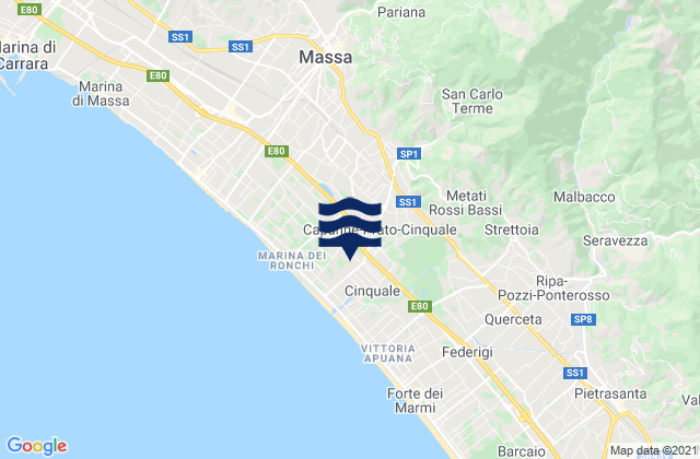 Mappa delle Getijden in Montignoso, Italy