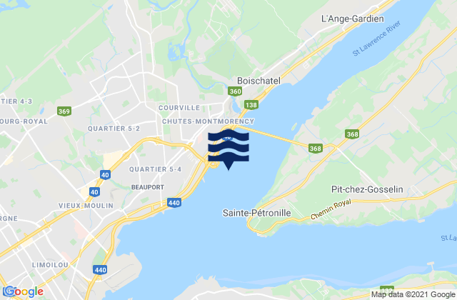 Mappa delle Getijden in Montmorency, Canada