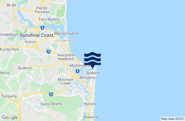Mappa delle Getijden in Mooloolaba Harbour, Australia