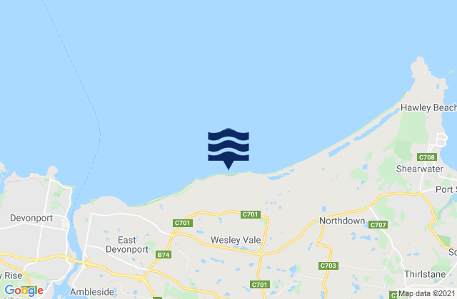 Mappa delle Getijden in Moorland Beach, Australia