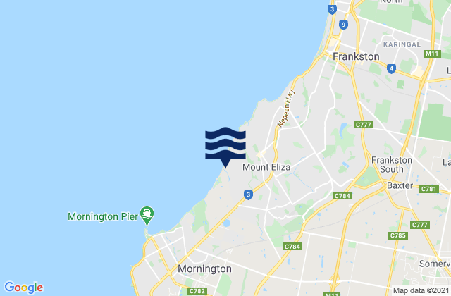 Mappa delle Getijden in Moorooduc, Australia