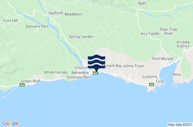 Mappa delle Getijden in Morant Bay, Jamaica