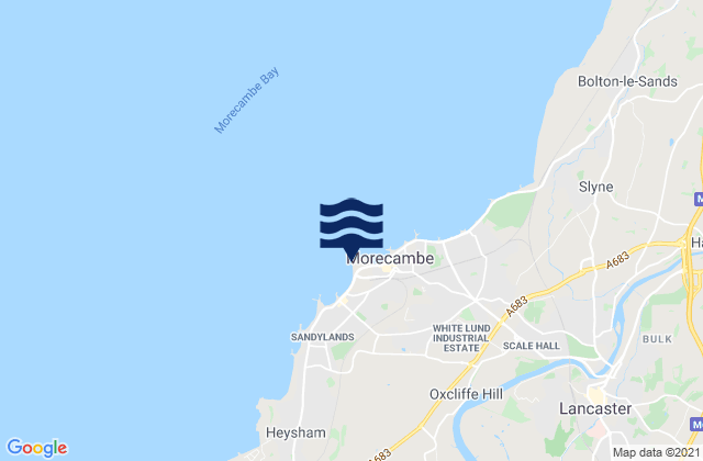 Mappa delle Getijden in Morecambe - North Beach, United Kingdom