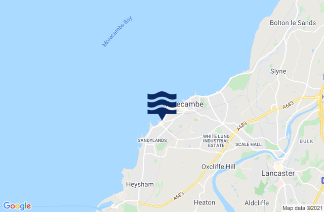 Mappa delle Getijden in Morecambe Bay, United Kingdom