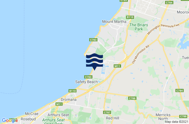 Mappa delle Getijden in Mornington Peninsula, Australia