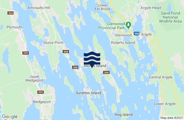 Mappa delle Getijden in Morris Island, Canada
