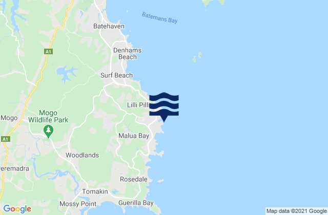 Mappa delle Getijden in Mosquito Bay, Australia