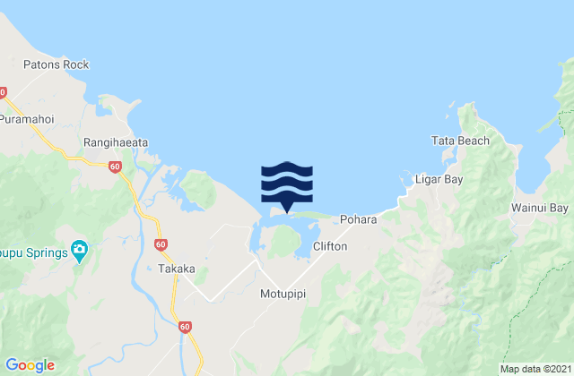 Mappa delle Getijden in Motupipi Inlet, New Zealand