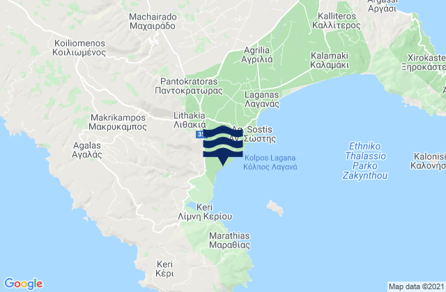 Mappa delle Getijden in Mouzaki, Greece