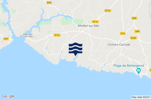 Mappa delle Getijden in Moëlan-sur-Mer, France