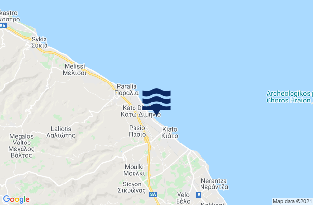 Mappa delle Getijden in Moúlki, Greece