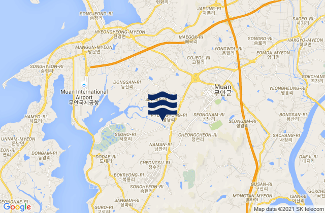 Mappa delle Getijden in Muan, South Korea