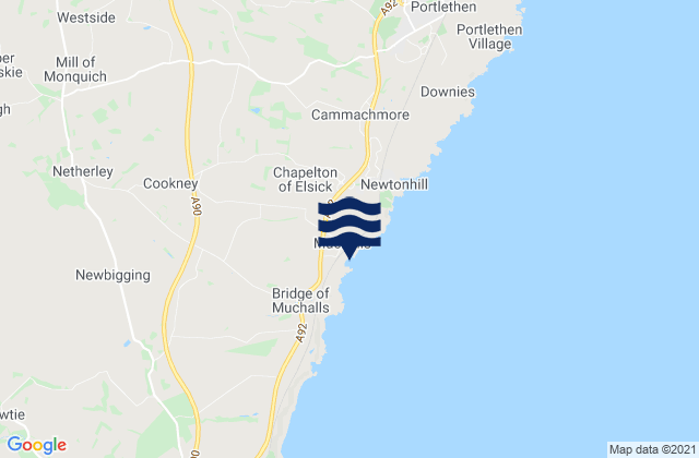 Mappa delle Getijden in Muchalls Beach, United Kingdom
