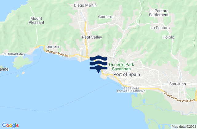 Mappa delle Getijden in Mucurapo, Trinidad and Tobago