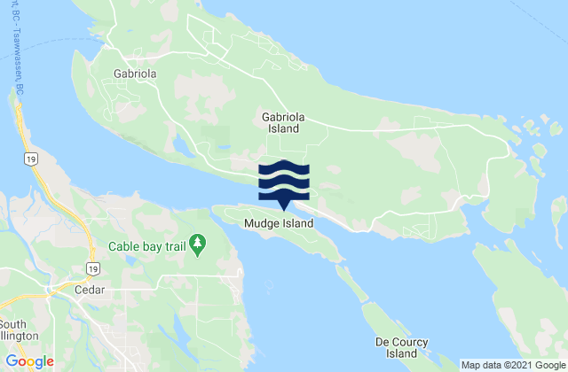 Mappa delle Getijden in Mudge Island, Canada