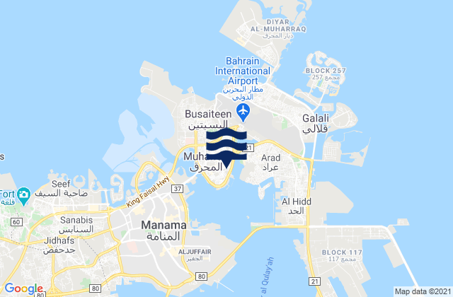 Mappa delle Getijden in Muharraq Governorate, Bahrain