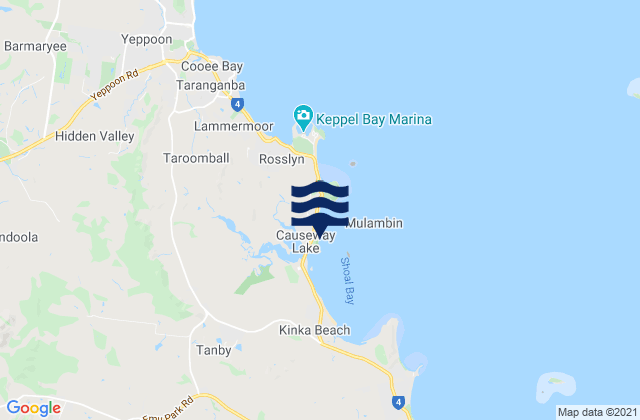 Mappa delle Getijden in Mulambin Beach, Australia