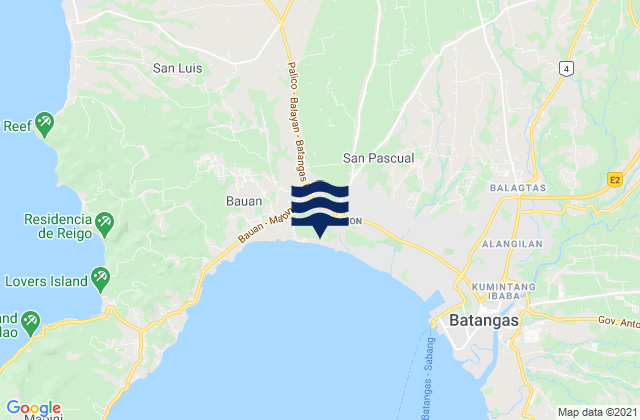 Mappa delle Getijden in Mulauin, Philippines