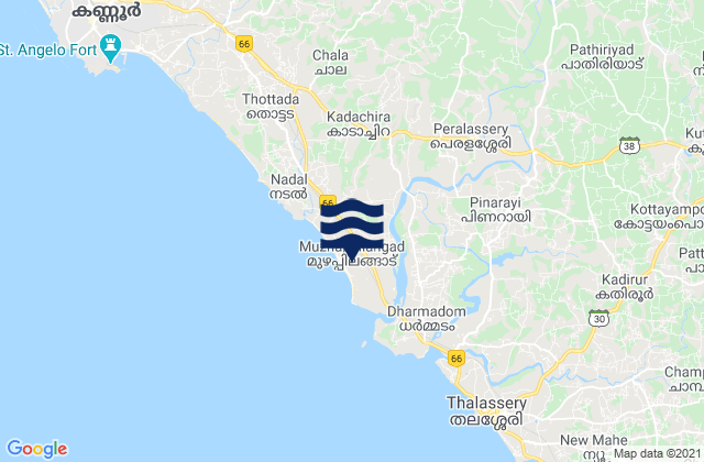 Mappa delle Getijden in Muluppilagadu, India