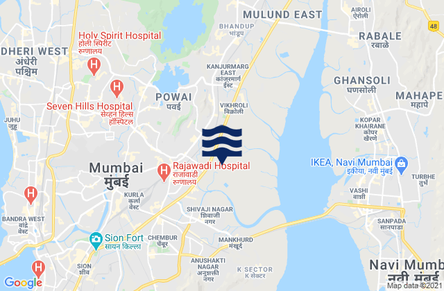 Mappa delle Getijden in Mumbai, India
