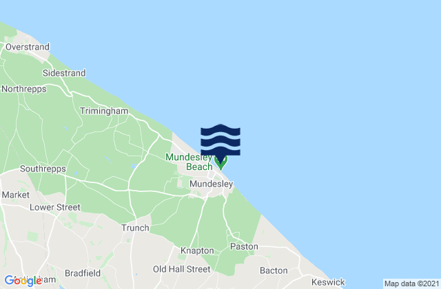 Mappa delle Getijden in Mundesley Beach, United Kingdom