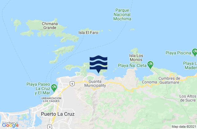 Mappa delle Getijden in Municipio Guanta, Venezuela