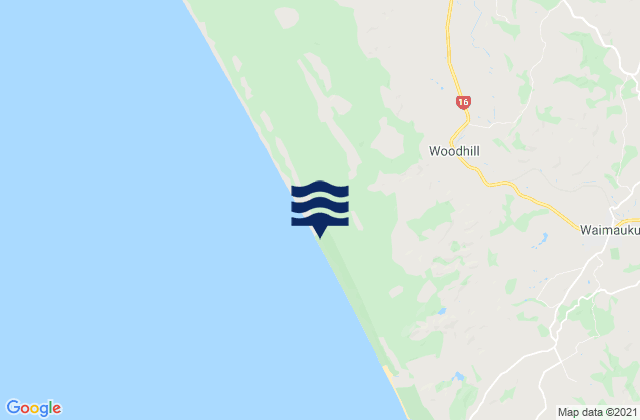 Mappa delle Getijden in Muriwai Beach, New Zealand
