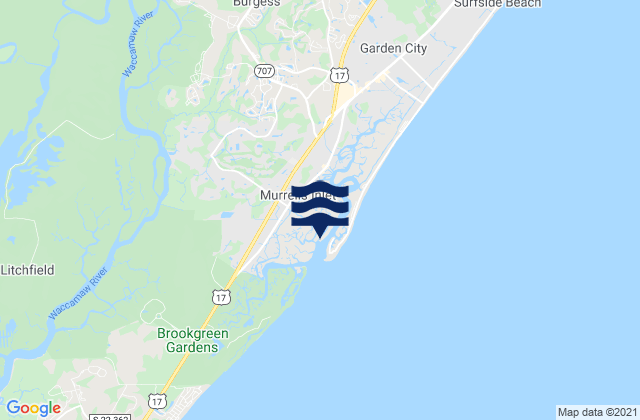 Mappa delle Getijden in Murrells Inlet, United States