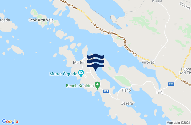 Mappa delle Getijden in Murter-Kornati, Croatia