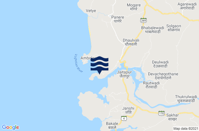 Mappa delle Getijden in Musakazi Point, India