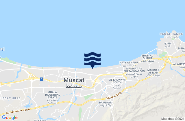 Mappa delle Getijden in Muscat, Oman