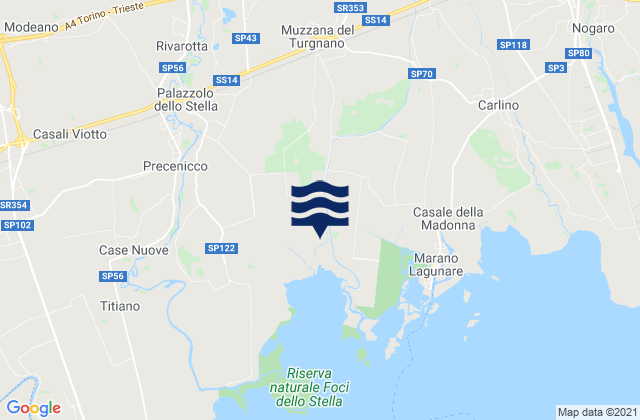 Mappa delle Getijden in Muzzana del Turgnano, Italy