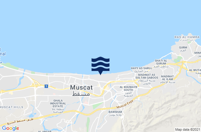 Mappa delle Getijden in Muḩāfaz̧at Masqaţ, Oman