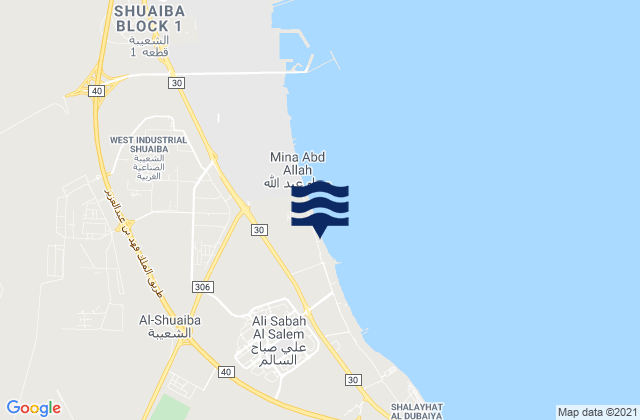Mappa delle Getijden in Muḩāfaz̧at al Aḩmadī, Kuwait