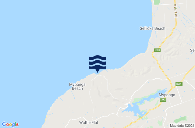Mappa delle Getijden in Myponga Beach, Australia