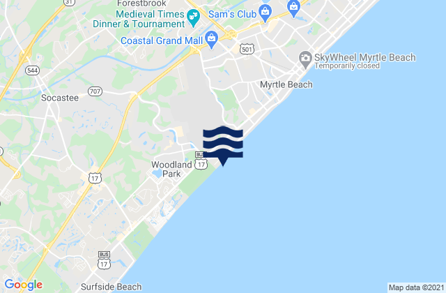Mappa delle Getijden in Myrtle Beach Springmaid Pier, United States