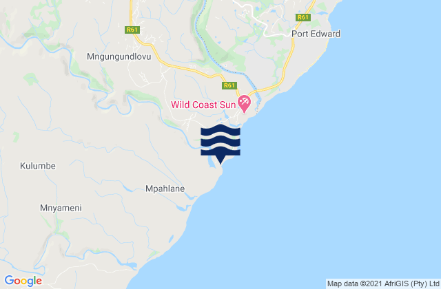Mappa delle Getijden in Mzamba Beach, South Africa