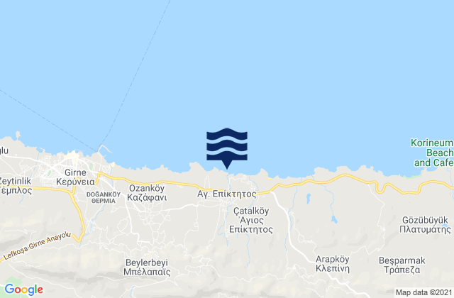 Mappa delle Getijden in Mándres, Cyprus