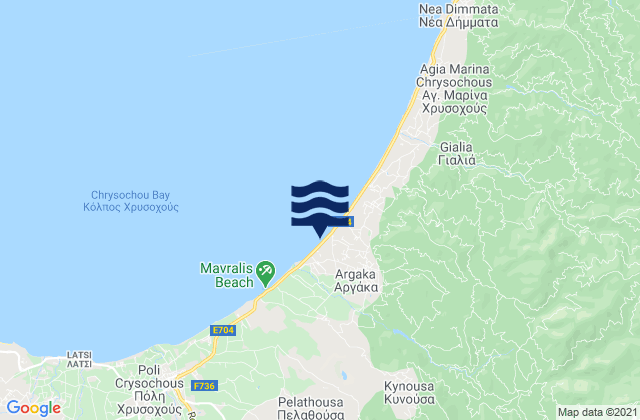 Mappa delle Getijden in Mélandra, Cyprus