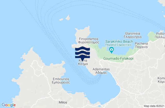 Mappa delle Getijden in Mílos, Greece