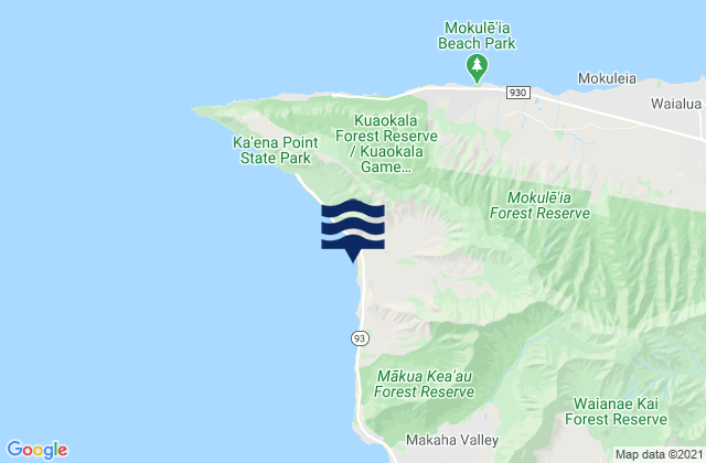 Mappa delle Getijden in Mākua Beach, United States